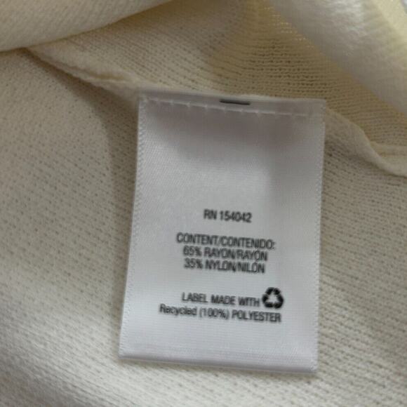 NWT Olivia Warren Off-White Round Neck 3/4 Grommet Tie-Sleeve Sweater Small - Picture 6 of 8